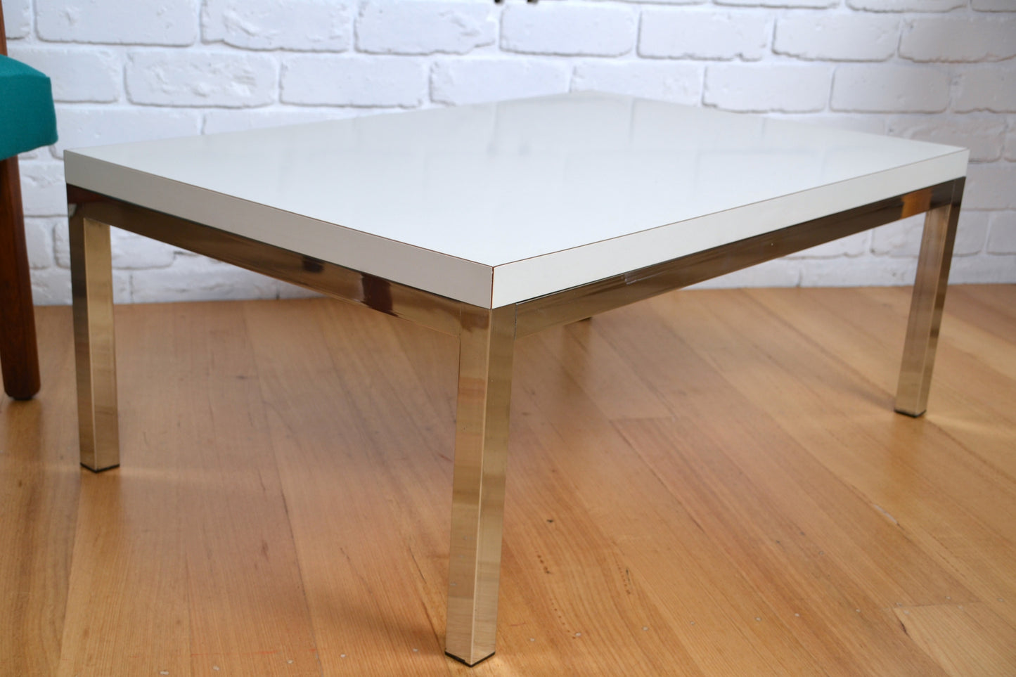 Vintage coffee table with chrome legs