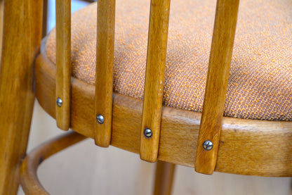 Mid century bentwood Ligna Czech Beech dining chairs restored pure wool