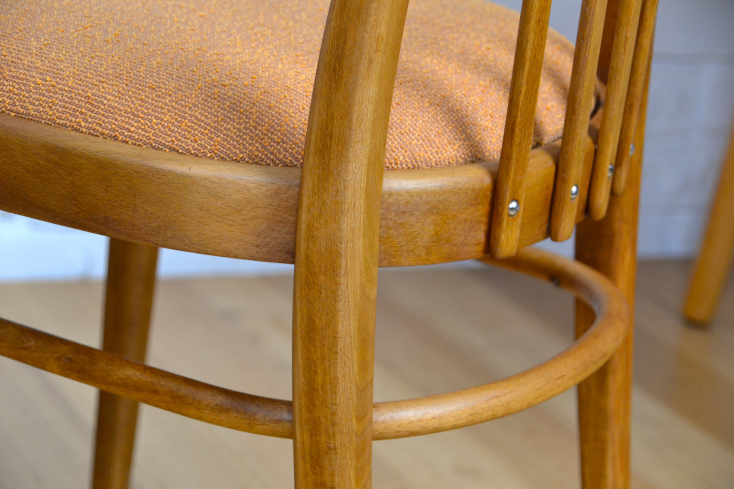 Mid century bentwood Ligna Czech Beech dining chairs restored pure wool