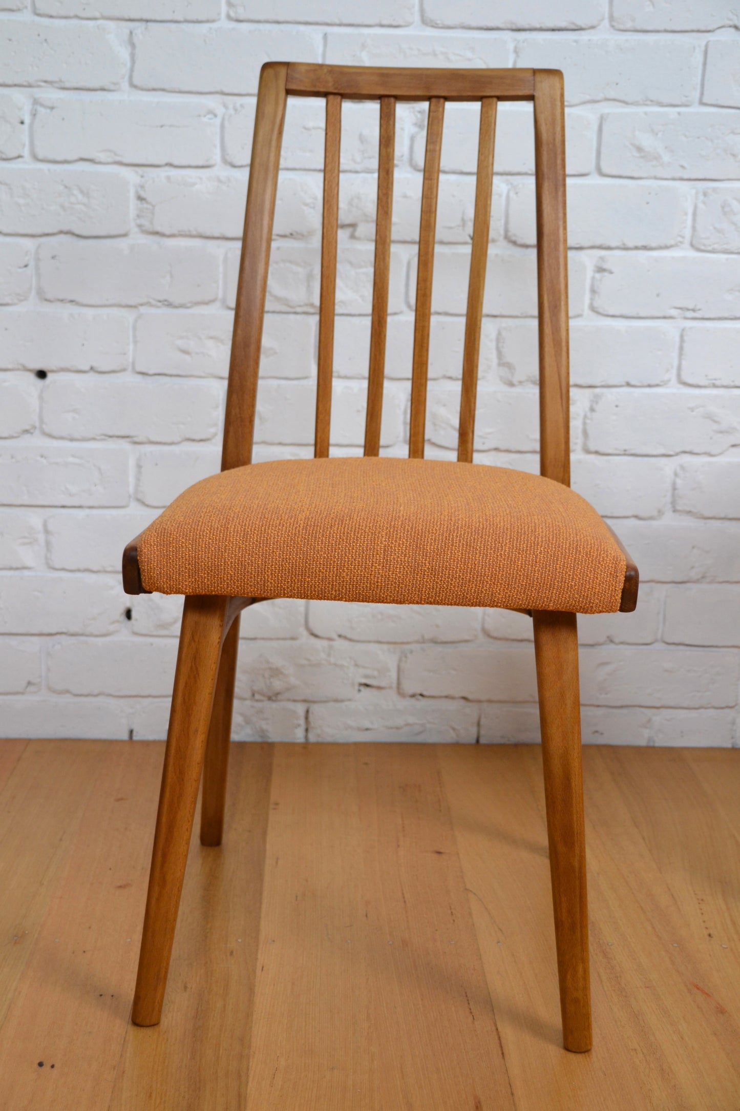 Mid century bentwood Ligna Czech Beech dining chairs restored pure wool