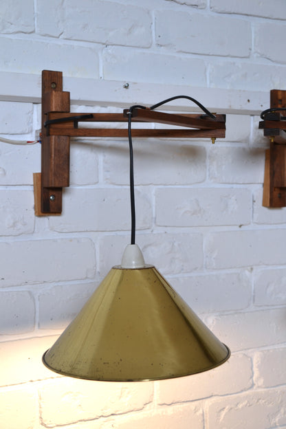 Vintage articulated wall light with brass shade (pair available)
