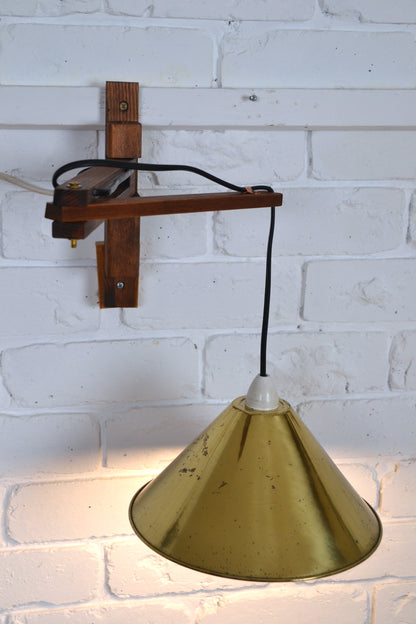 Vintage articulated wall light with brass shade (pair available)