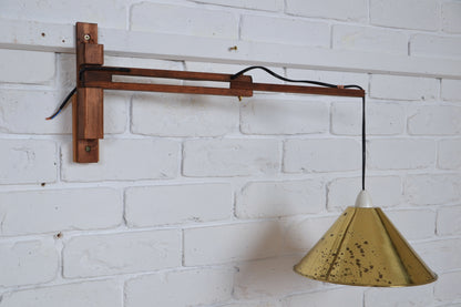 Vintage articulated wall light with brass shade (pair available)