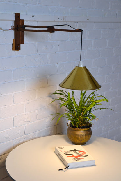 Vintage articulated wall light with brass shade (pair available)