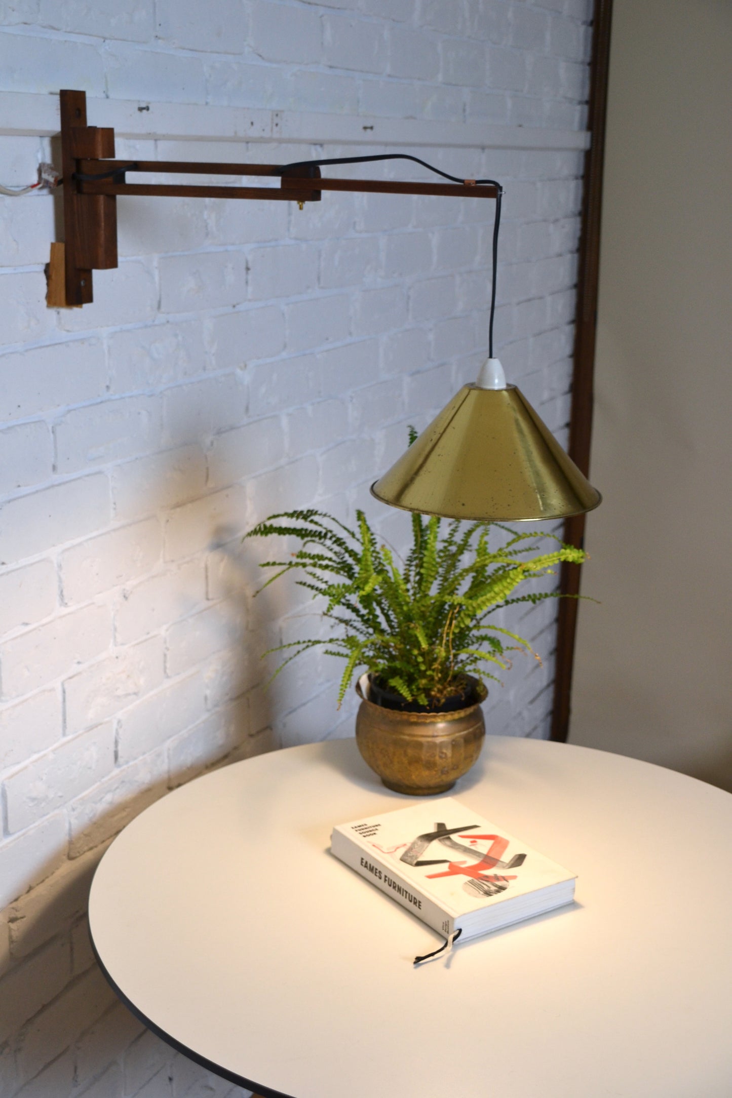 Vintage articulated wall light with brass shade (pair available)