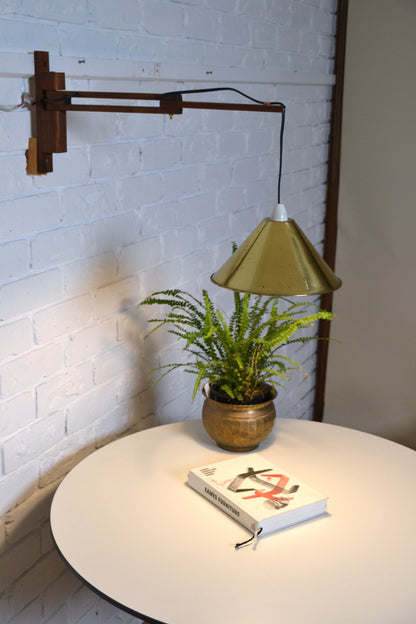 Vintage articulated wall light with brass shade (pair available)