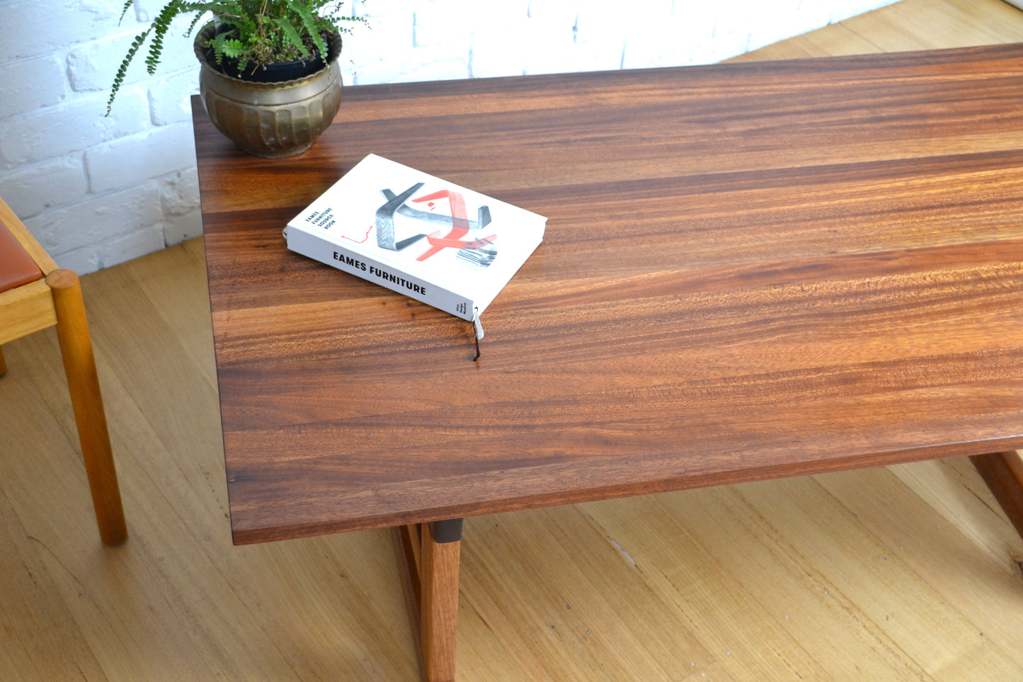 Vintage Danish coffee table / convert to dining -Restored solid top