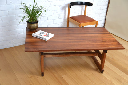 Vintage Danish coffee table / convert to dining -Restored solid top