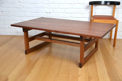Vintage Danish coffee table / convert to dining -Restored solid top