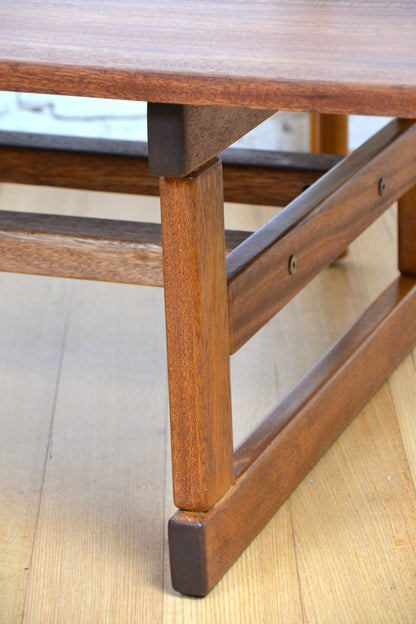 Vintage Danish coffee table / convert to dining -Restored solid top