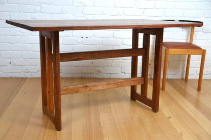 Vintage Danish coffee table / convert to dining -Restored solid top