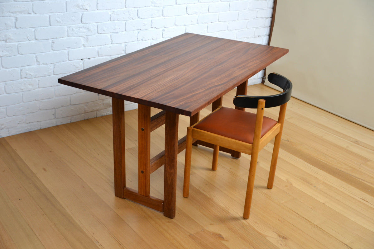 Vintage Danish coffee table / convert to dining -Restored solid top