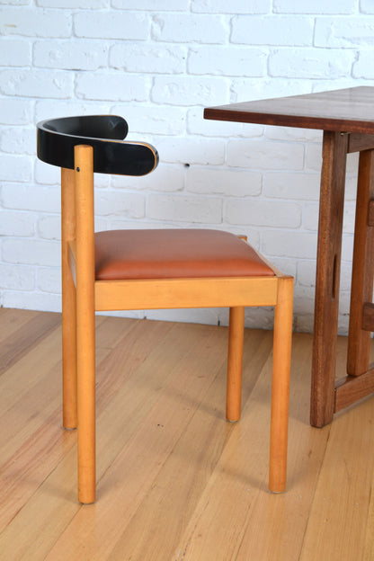Danish dining chair - restored in tan leather by Hyllinger Mobler