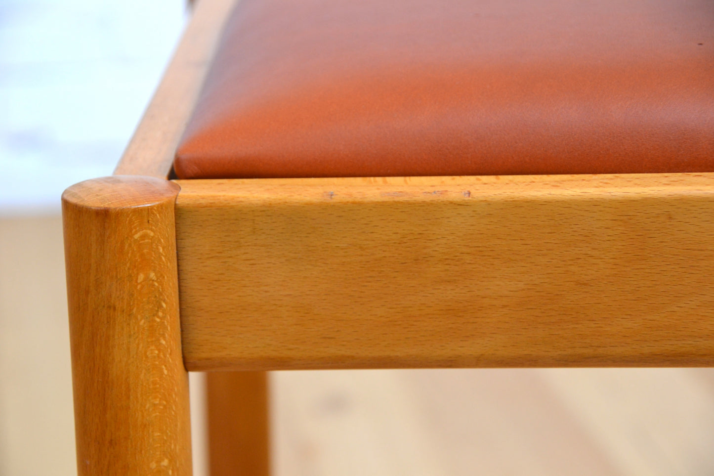 Danish dining chair - restored in tan leather by Hyllinger Mobler