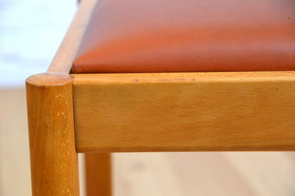 Danish dining chair - restored in tan leather by Hyllinger Mobler