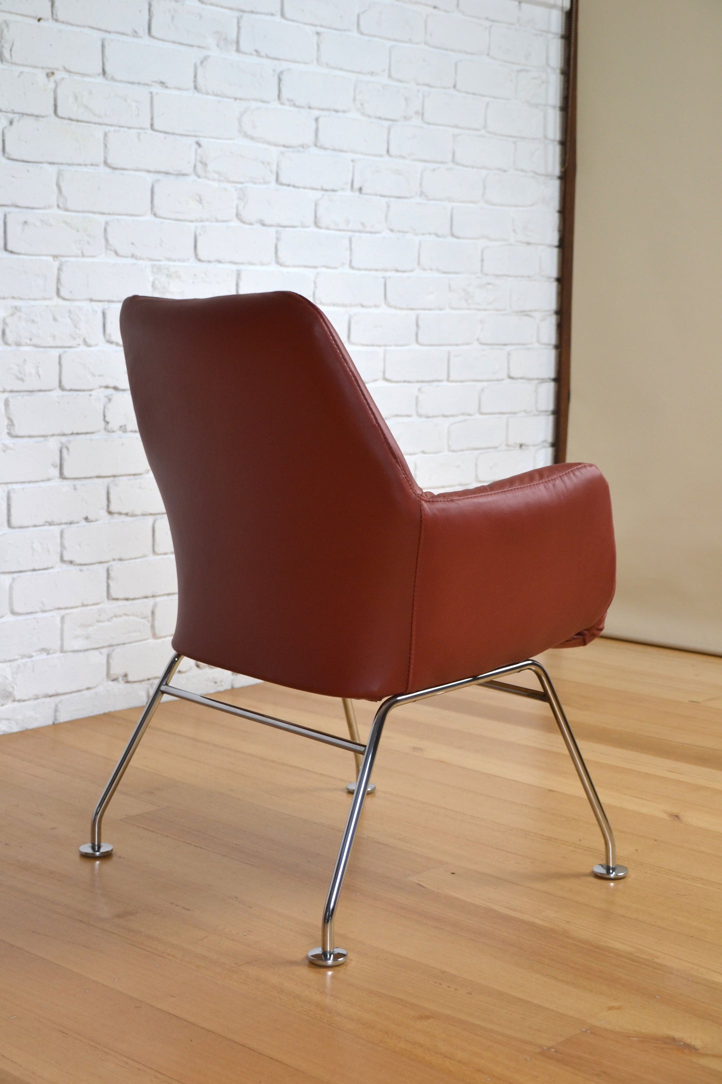 Vintage Swedish Tan leather modernist 'Mirja' Armchair- Bruno mathsson for DUX