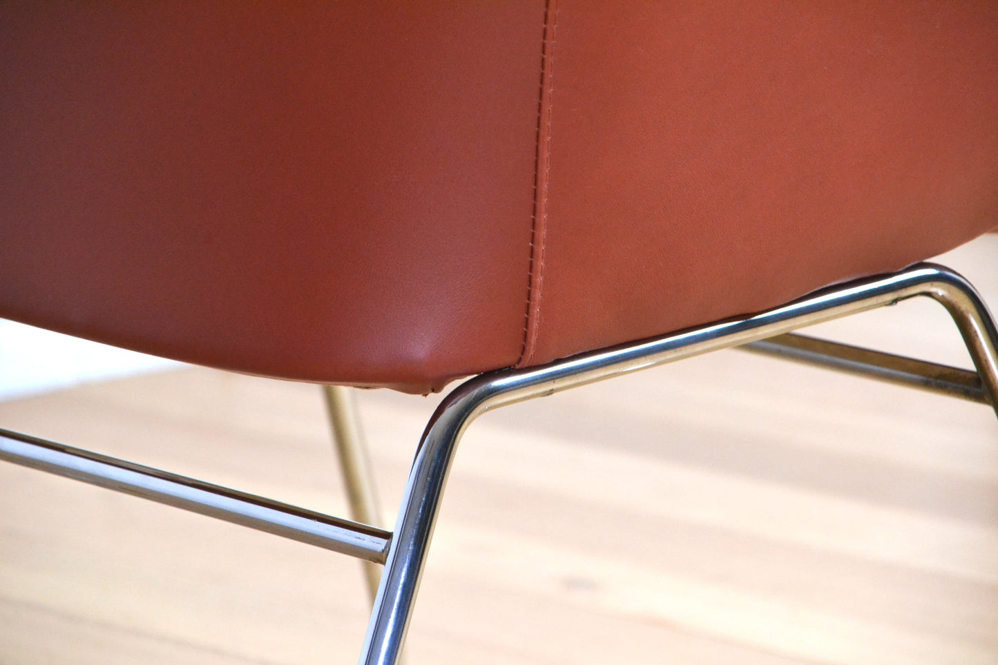 Vintage Swedish Tan leather modernist 'Mirja' Armchair- Bruno mathsson for DUX