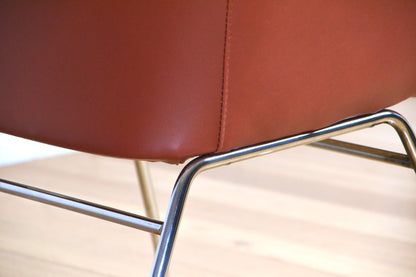 Vintage Swedish Tan leather modernist 'Mirja' Armchair- Bruno mathsson for DUX