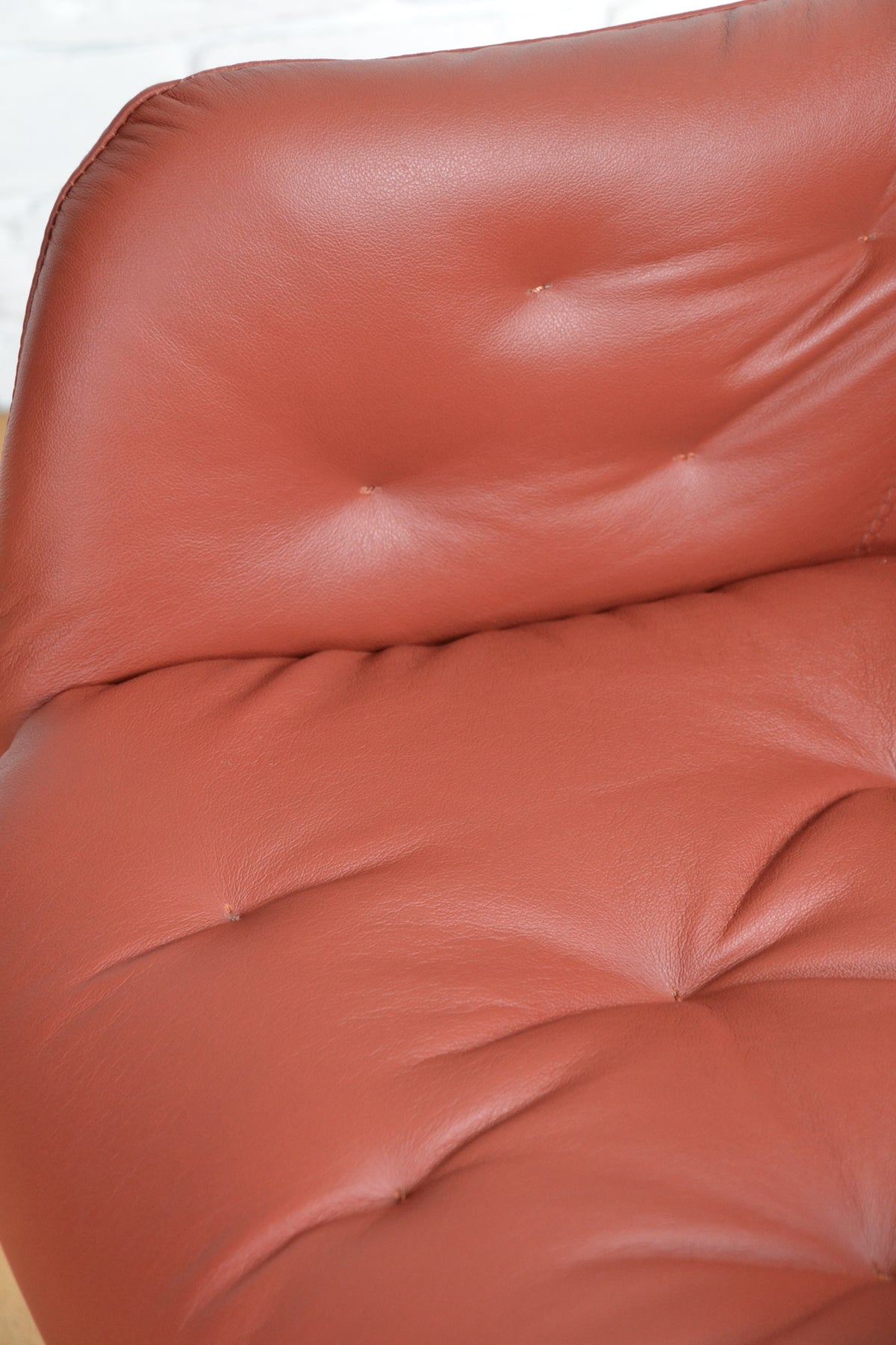 Vintage Swedish Tan leather modernist 'Mirja' Armchair- Bruno mathsson for DUX