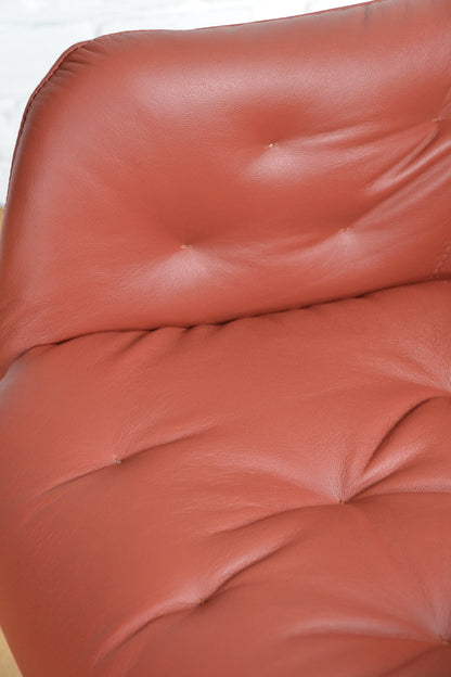 Vintage Swedish Tan leather modernist 'Mirja' Armchair- Bruno mathsson for DUX