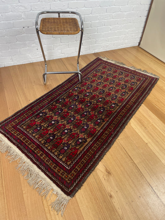 Afghan Baluchi vintage pure wool prayer rug pattern carpet / rug 2m