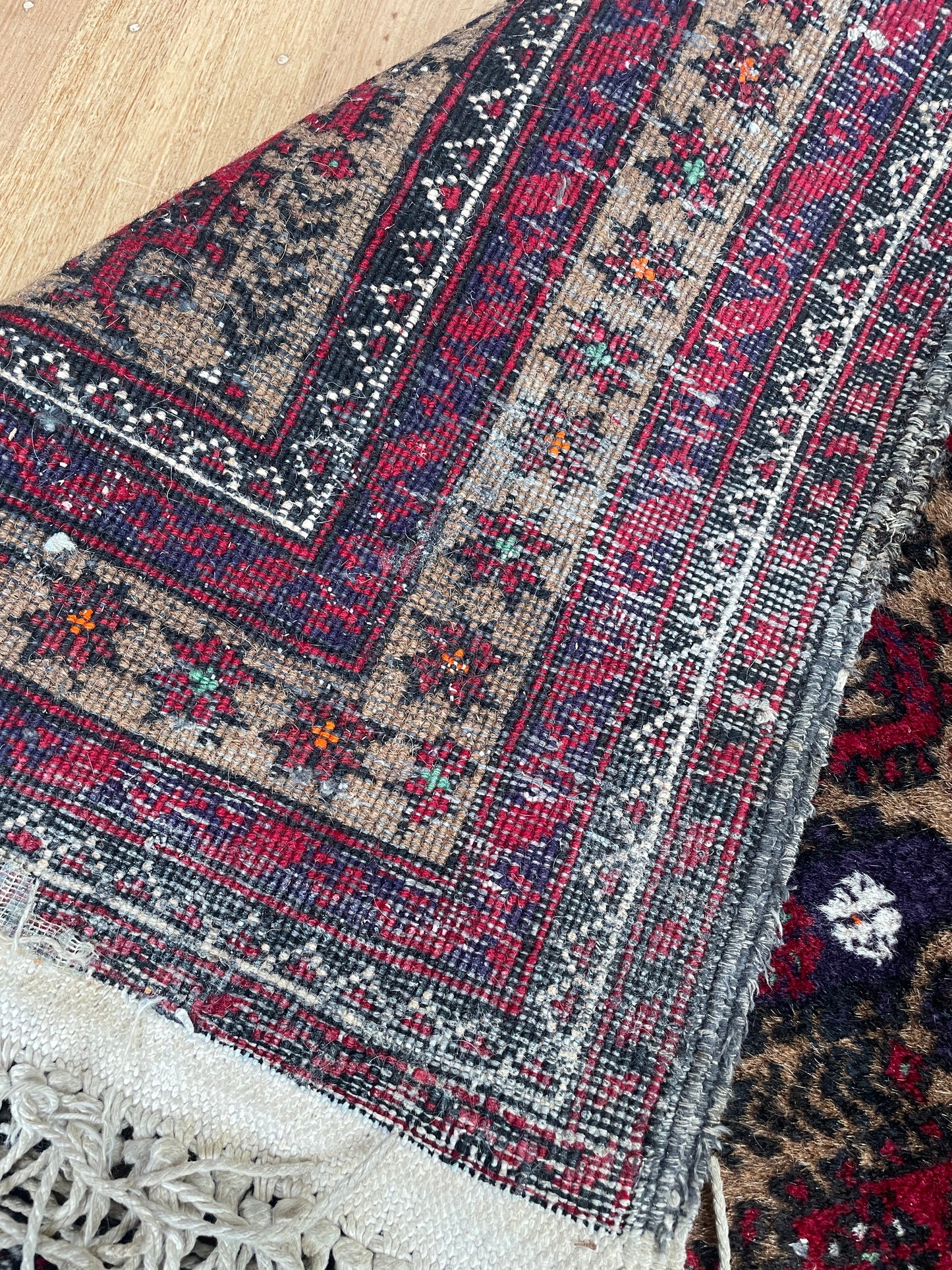 Afghan Baluchi vintage pure wool prayer rug pattern carpet / rug 2m