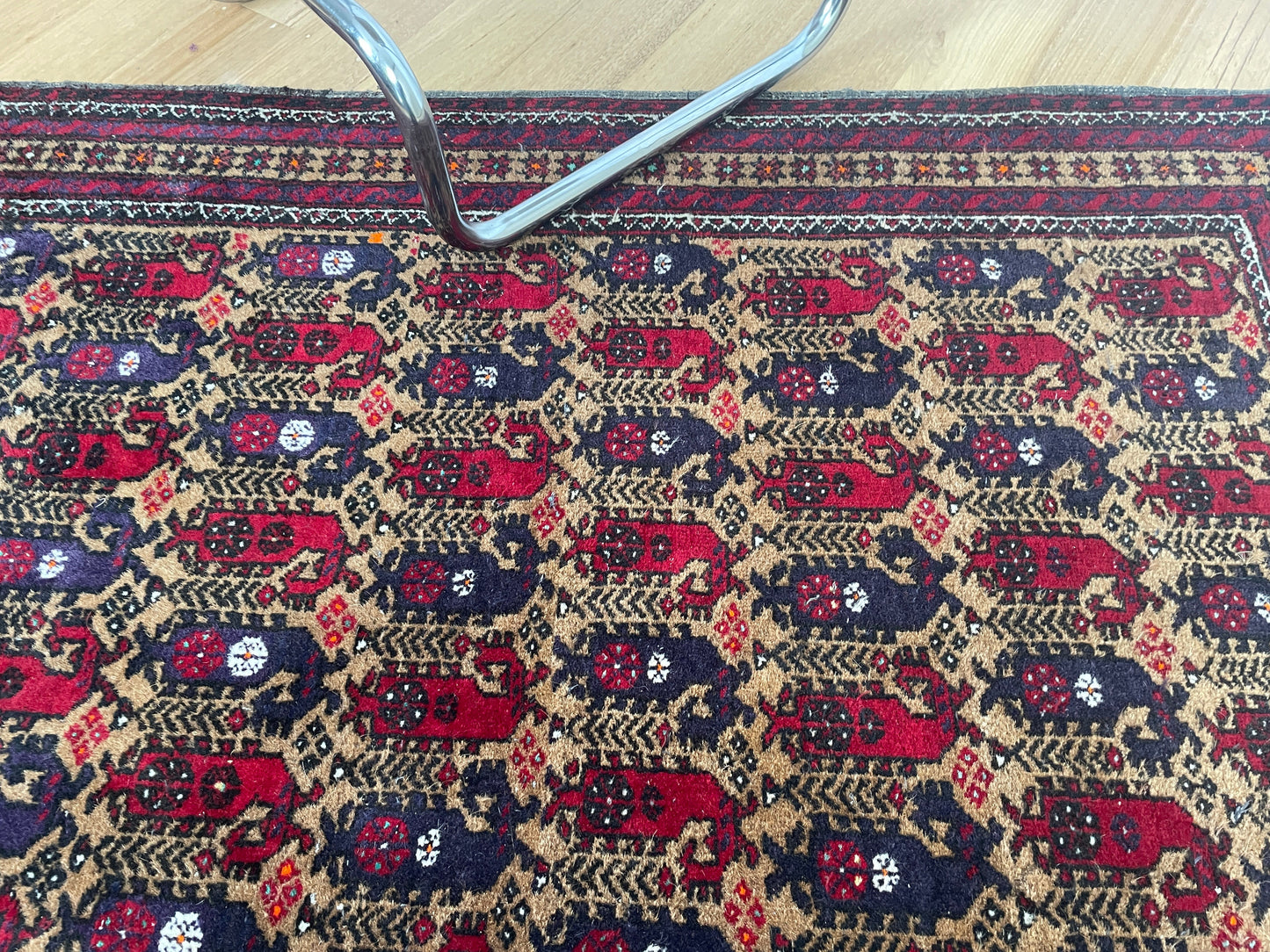 Afghan Baluchi vintage pure wool prayer rug pattern carpet / rug 2m