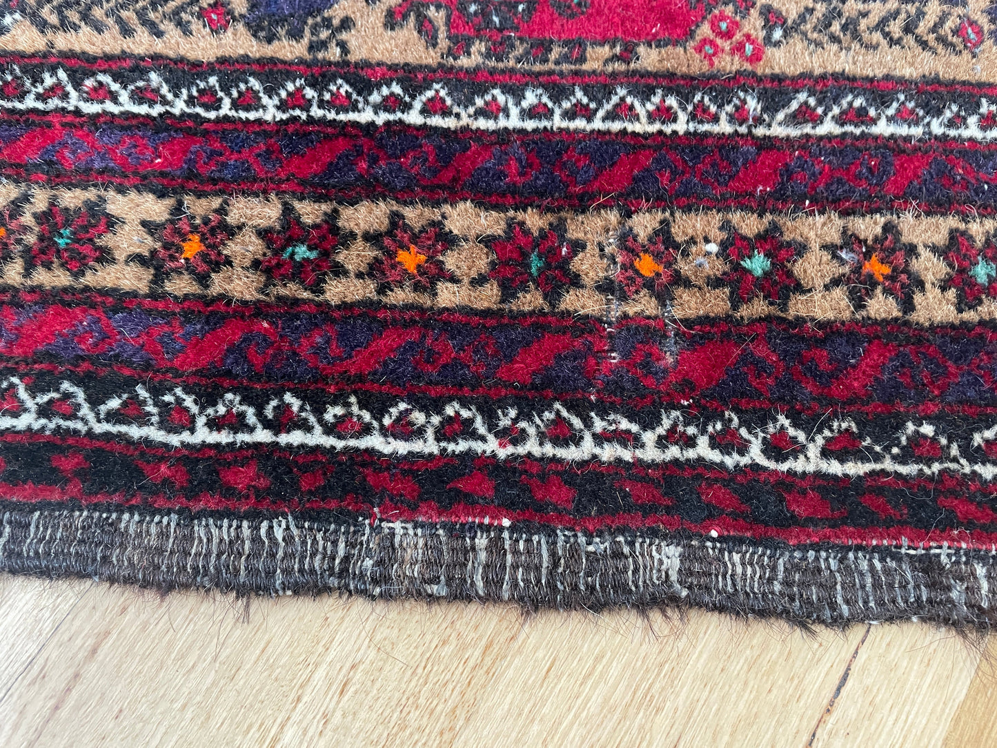 Afghan Baluchi vintage pure wool prayer rug pattern carpet / rug 2m