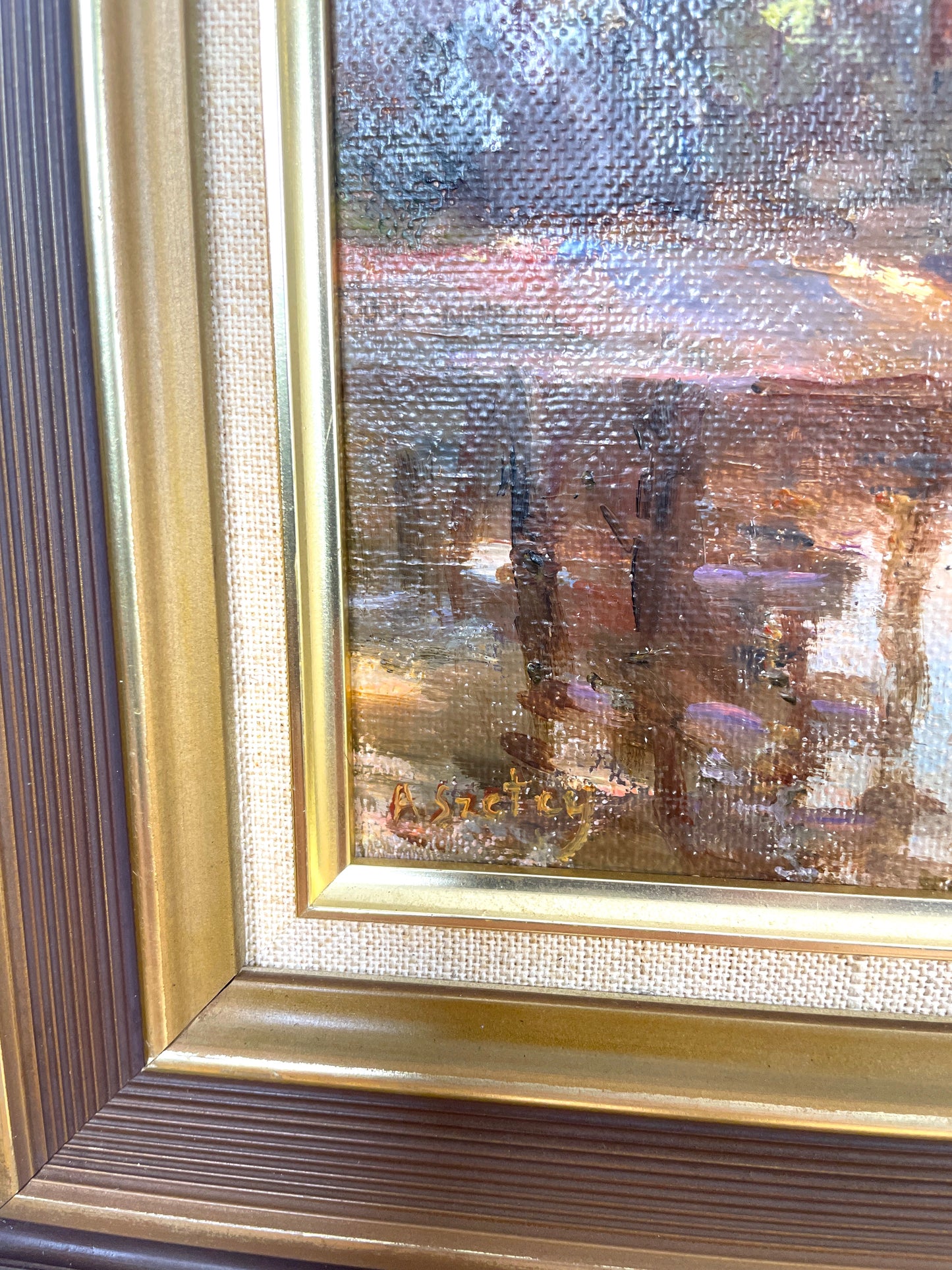 Vintage oil painting bushland by Agnes Szetey