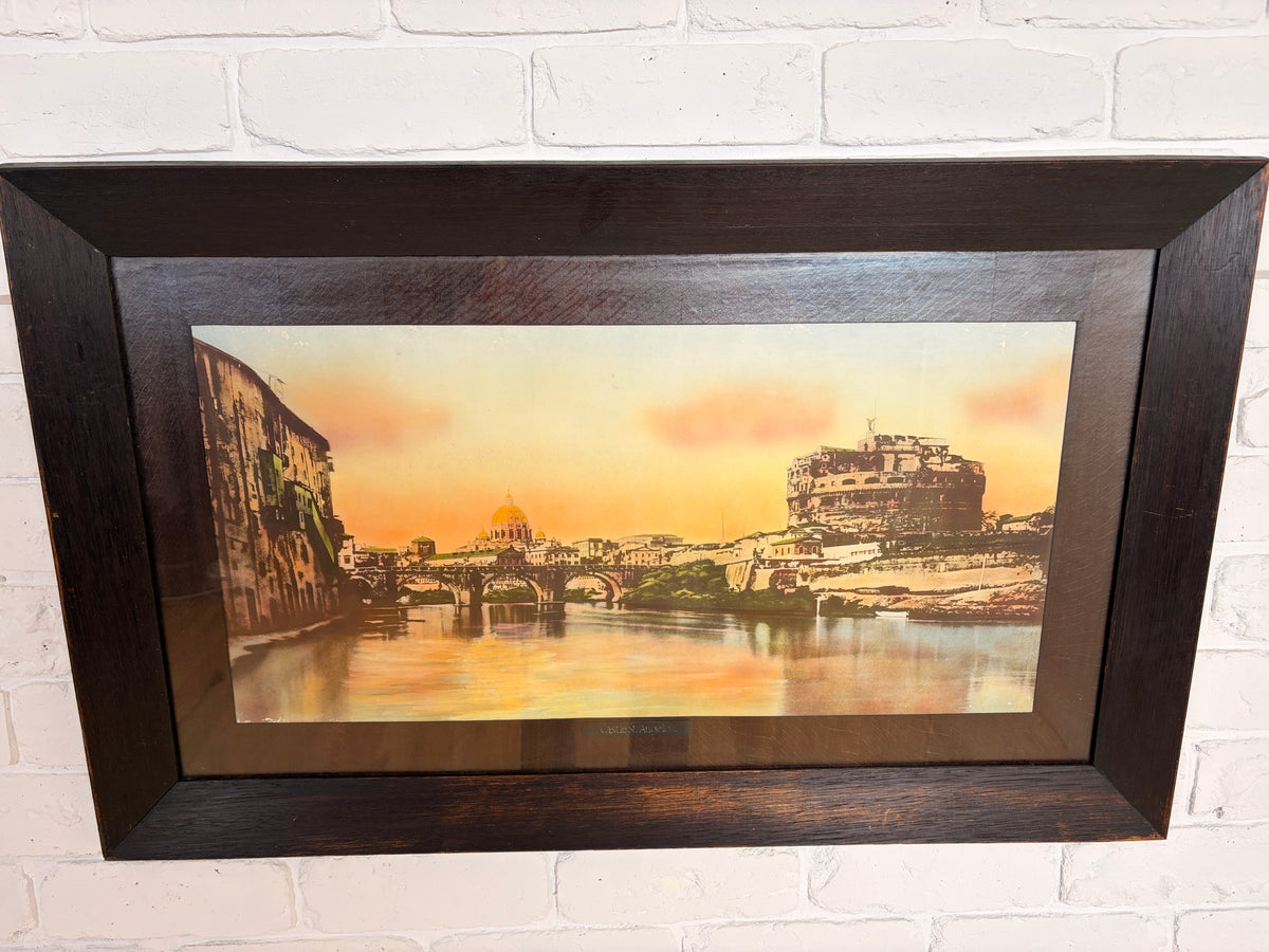 Vintage colourised photograph 'Castel St Angelo' Rome, Italy