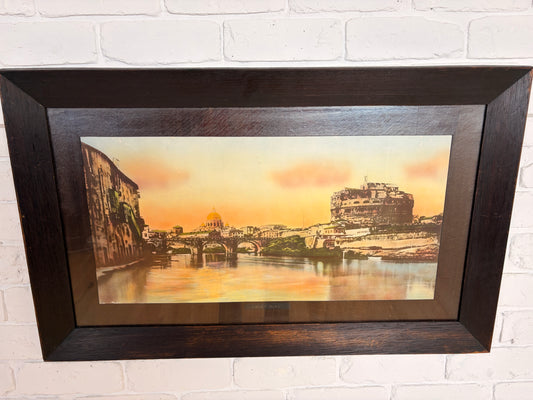 Vintage colourised photograph 'Castel St Angelo' Rome, Italy