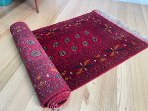 Afghan hall runner carpet wool rug / Princess Bokara 2.9 meters