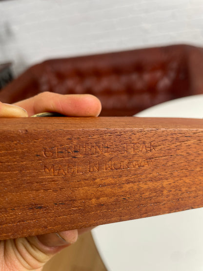 Mid century Norwegian Teak & brass candle holder table centre