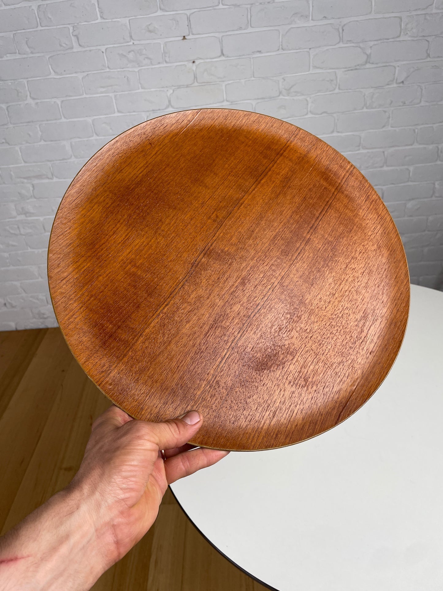 Mid century Teak round drinks tray