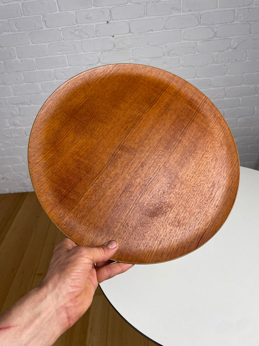 Mid century Teak round drinks tray