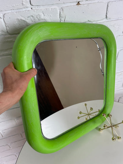 1960 space aged green plastic bubble mirror