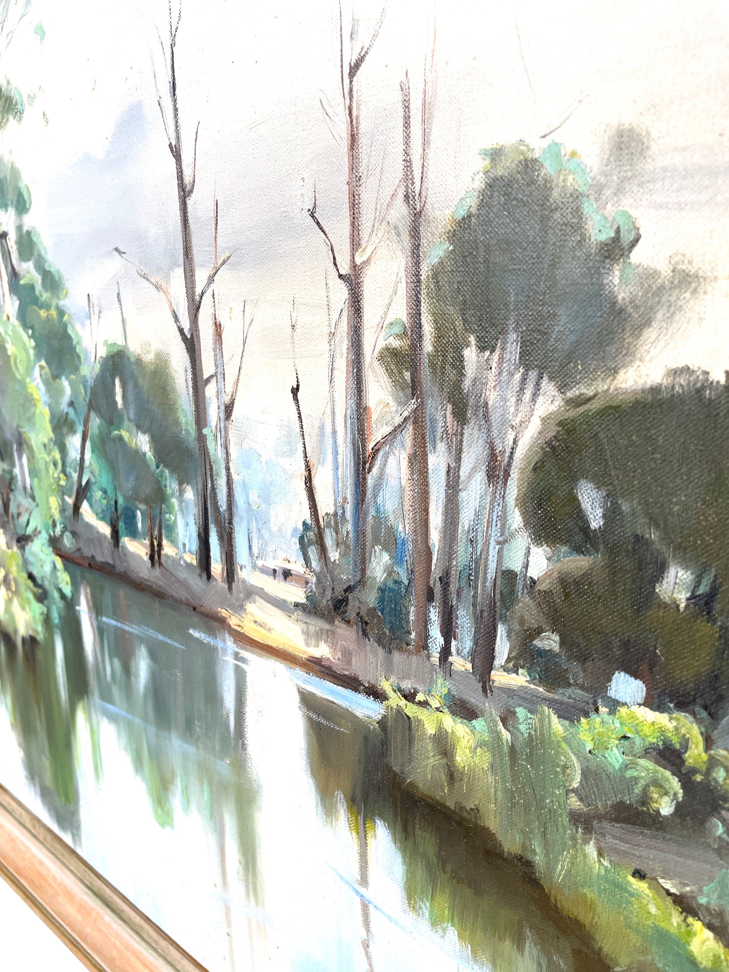 Mid century art work "bright morning on the Yarra" 1959 Laurence D Kermond