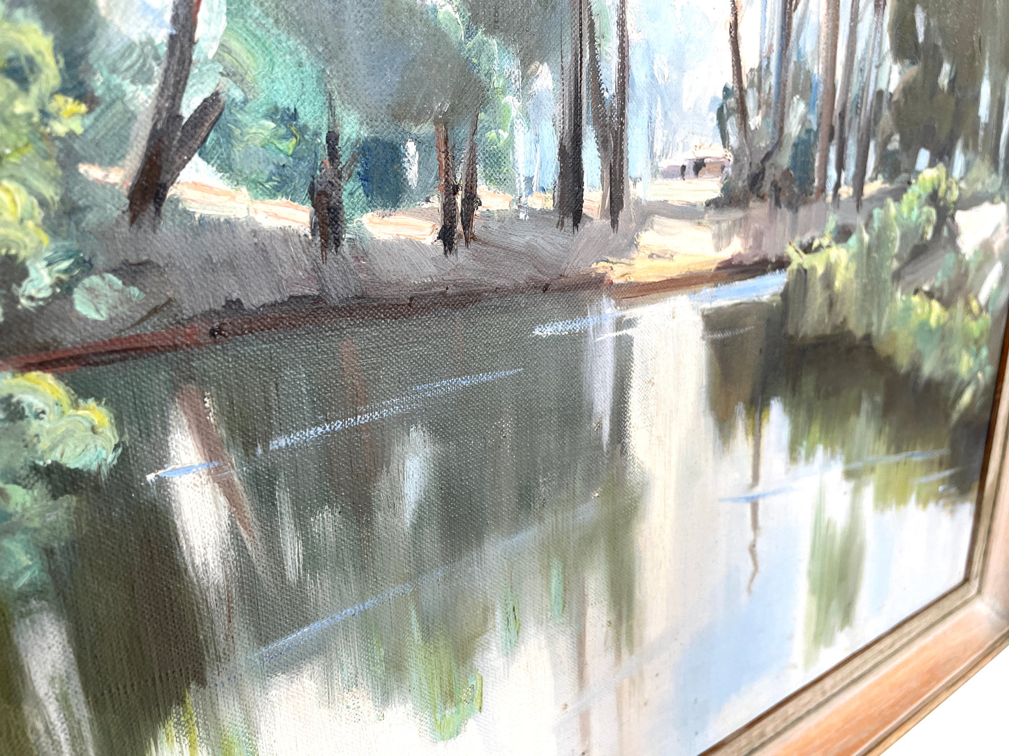 Mid century art work "bright morning on the Yarra" 1959 Laurence D Kermond