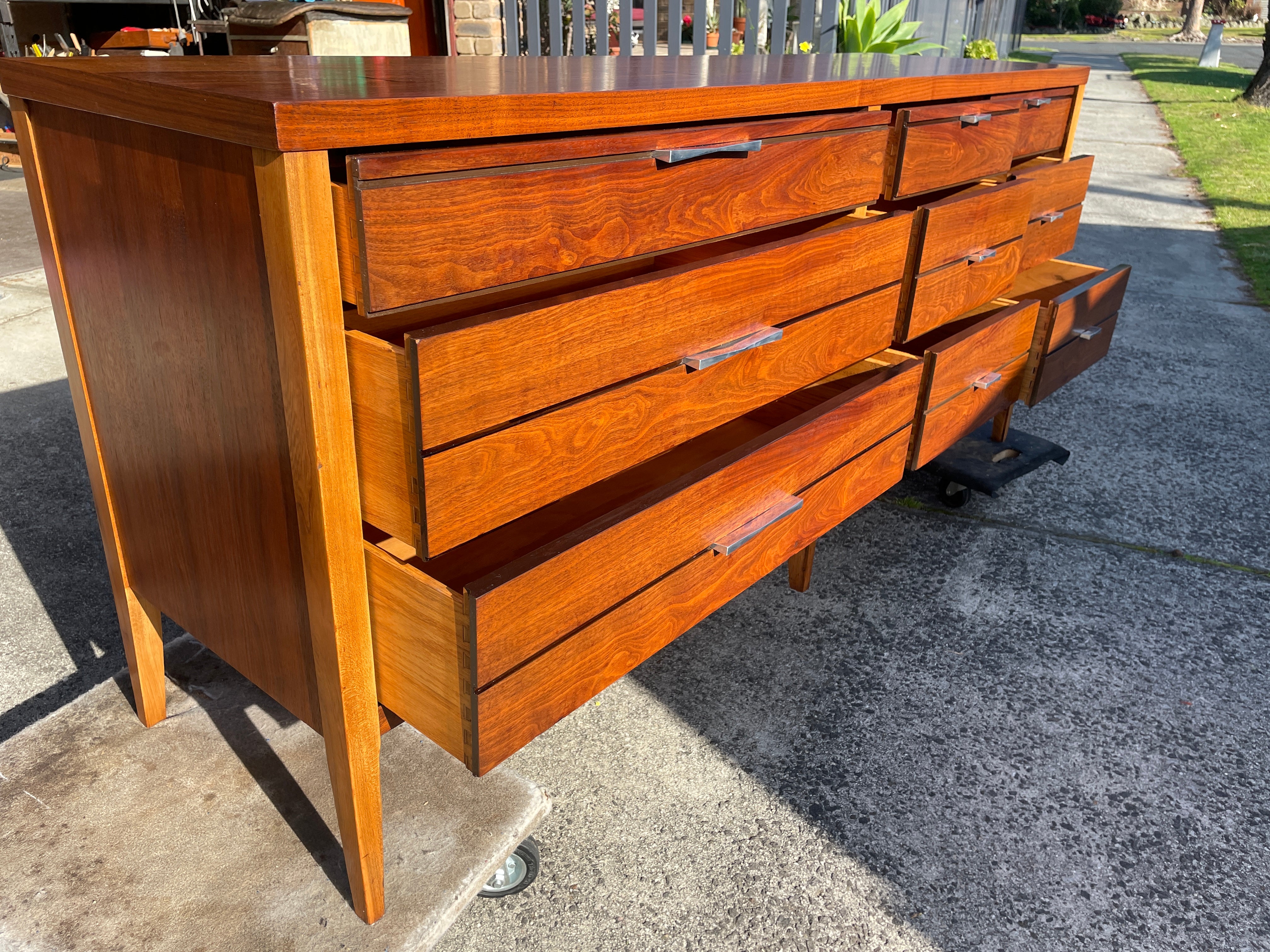 Mid century Walnut & Rosewood 9 drawer sideboard / chest