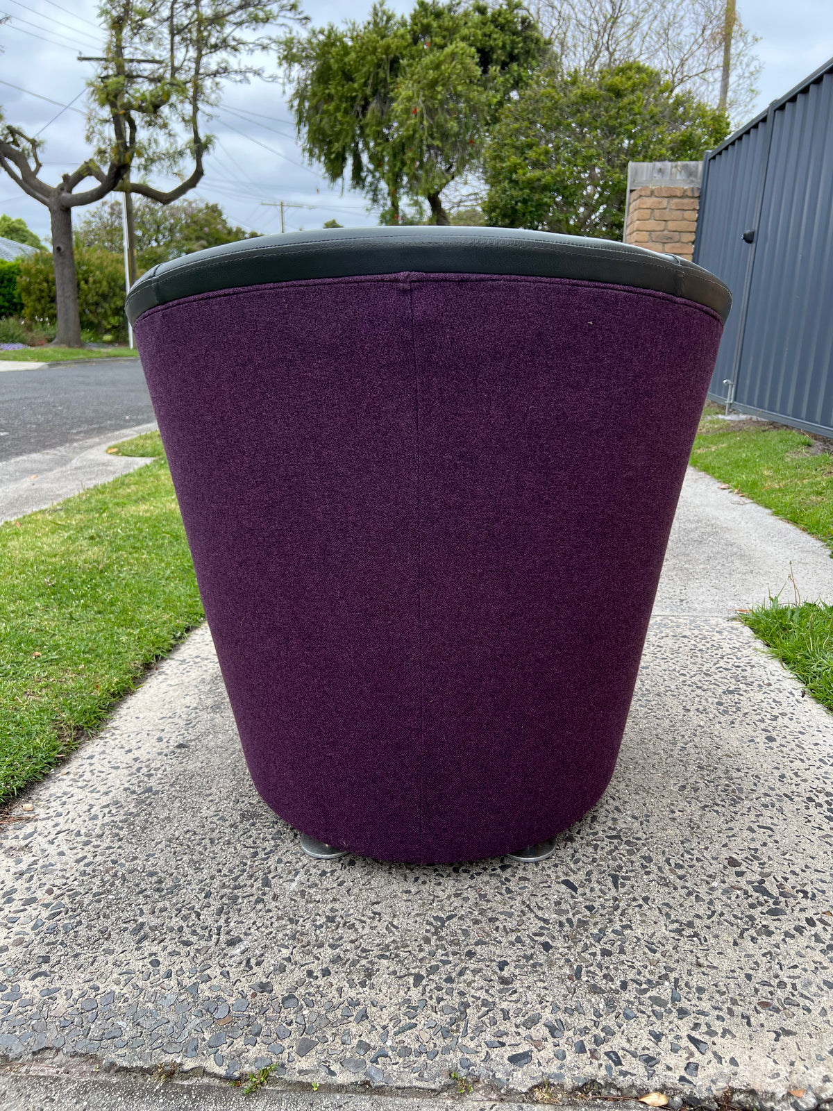 Vintage Pietro Arosio for Tacchini tub armchair leather & wool by Stylecraft