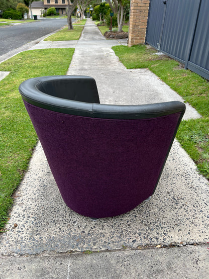 Vintage Pietro Arosio for Tacchini tub armchair leather & wool by Stylecraft