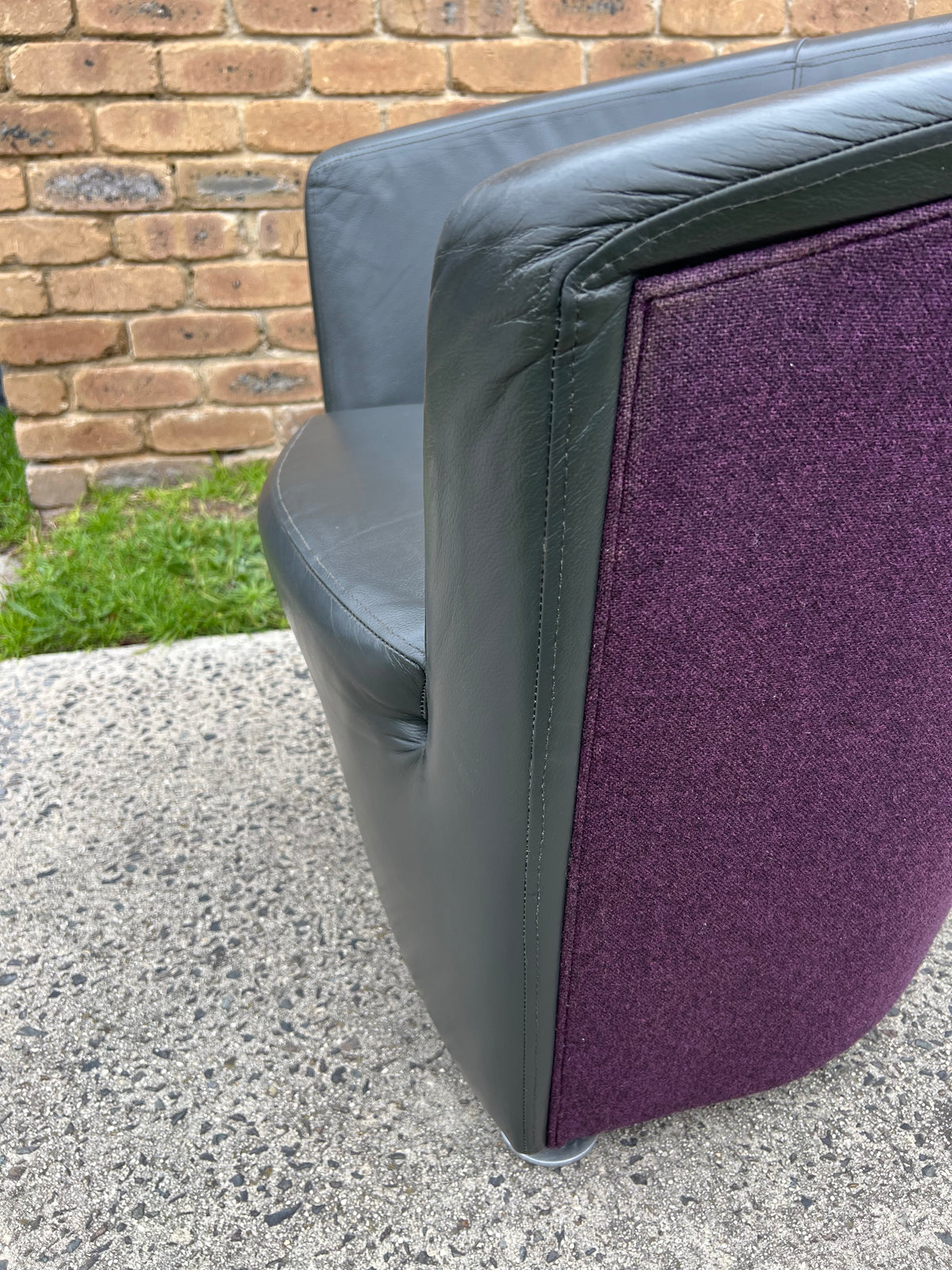 Vintage Pietro Arosio for Tacchini tub armchair leather & wool by Stylecraft