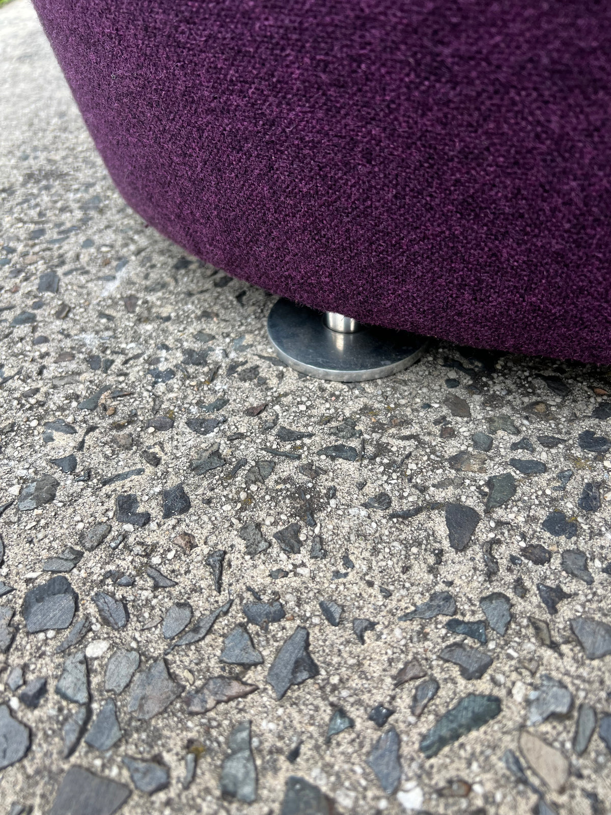 Vintage Pietro Arosio for Tacchini tub armchair leather & wool by Stylecraft- full purple