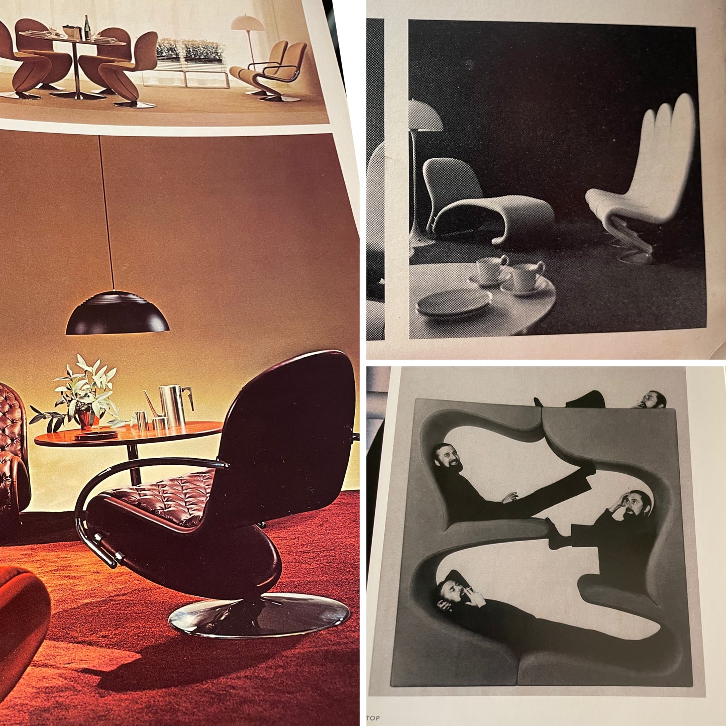 Verner Panton 123 Lounge swivel armchairs Fritz Hansen Denmark 1975 RESTORED Eco wool