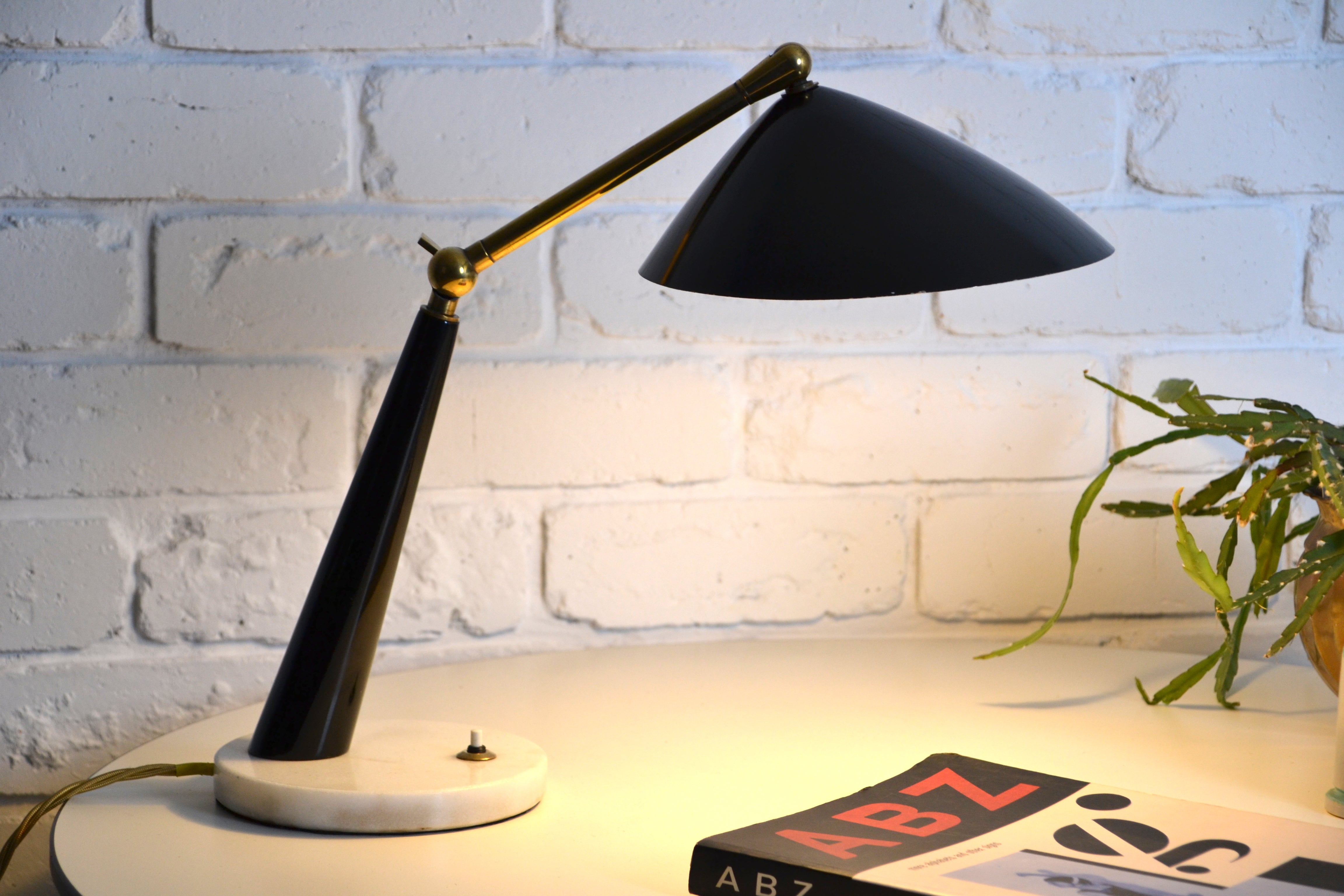 Mid century adjustable Italian marble & brass desk lamp by Stilux Milano, Edwin Fox Furniture Vintage Mid century furniture Melbourne, Australian Mid Century, modern, Danish originals, chairs, armchairs, sofas, lounges, coffee tables, storage, sideboards, genuine Mid century lighting lamps, designer furniture, 20th century design, lighting restoration, BECO lighting, restoration mid century lighting, genuine mid century furniture,