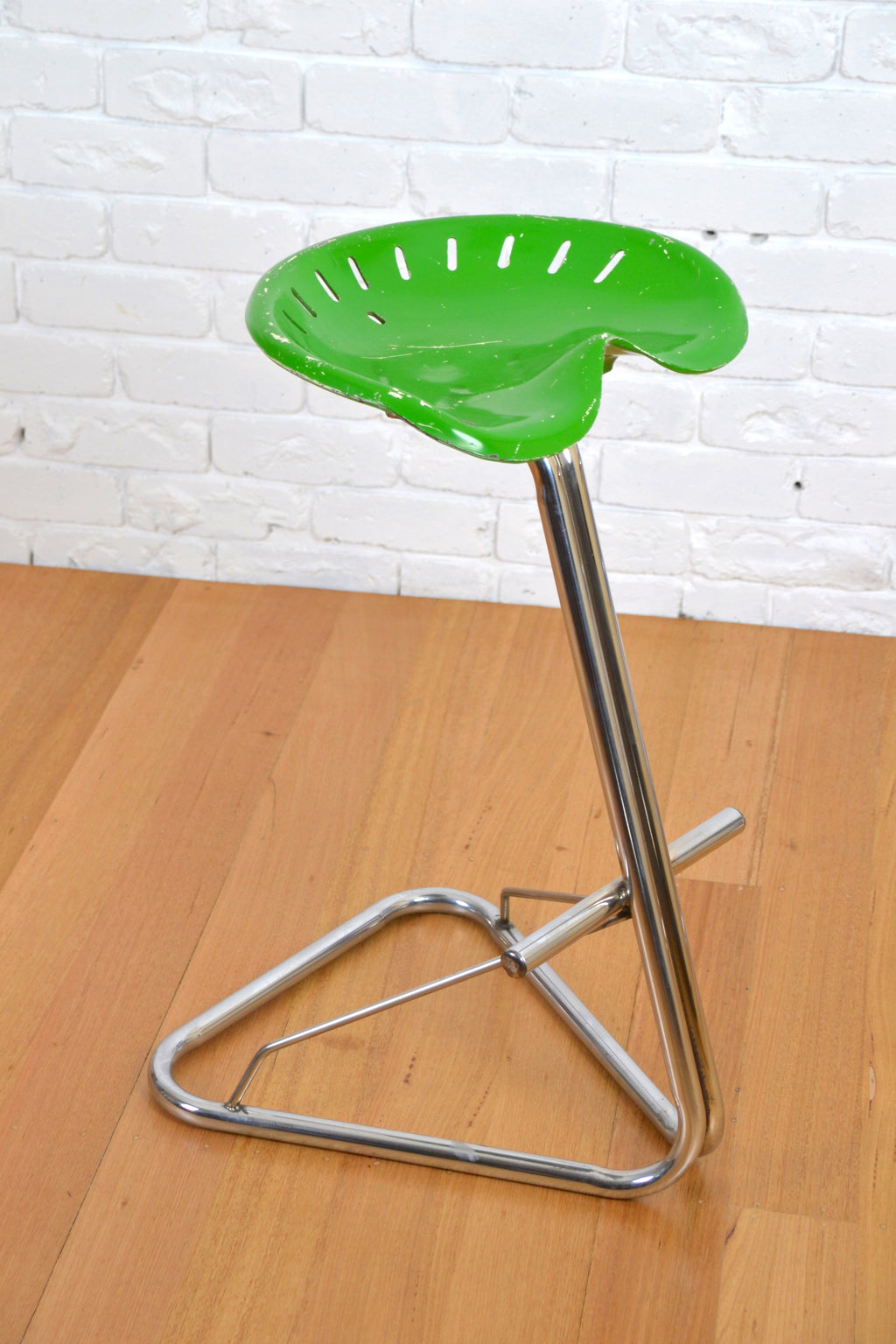 Vintage Rodney Kinsman Tractor stool in green & chrome / abstract furniture art, Vintage, Mid century, Retro, Vintage furniture, mid century furniture, vintage furniture Melbourne, mid century furniture Melbourne, Australian Mid Century, Retro furniture, Retro furniture Melbourne, modern furniture, Danish furniture Melbourne, Danish originals, chairs, armchairs, sofas, lounges, coffee tables, storage, sideboards, genuine Mid century lighting lamps, designer furniture,