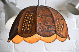 Vintage Brazilian leather light shade- hand made