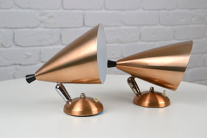 Pair BECO Mid century wall sconces Copper - BECO Brown Evans & Co