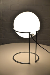 Vintage Italian glass eyeball lamp on chrome plinth