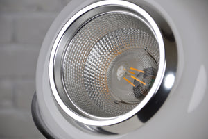 Vintage Italian glass eyeball lamp on chrome plinth